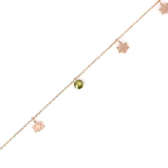 925 Ayar Gümüş Kar Taneli, Peridot Taşlı Halhal - Resim 3