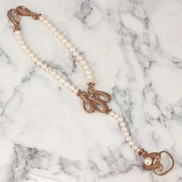 925 Ayar Gümüş Kuğulu İncili Şahmeran Bileklik ürün görseli