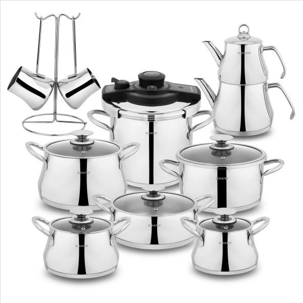 Schafer Caldron Çelik Çeyiz Seti 18 Parça-Inox - 2
