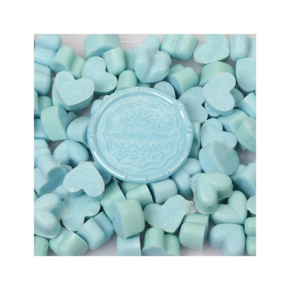 Mühür Mumu Eritme Kalp Boncuk Paket Model No: 129 MAVİ BULUT - Resim 2