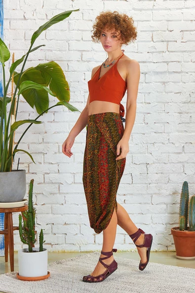 Düşük Lastikli Bel Etek Pantolon - 3