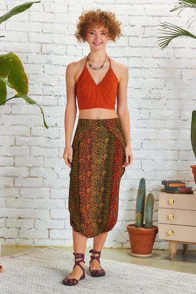 Düşük Lastikli Bel Etek Pantolon - 4