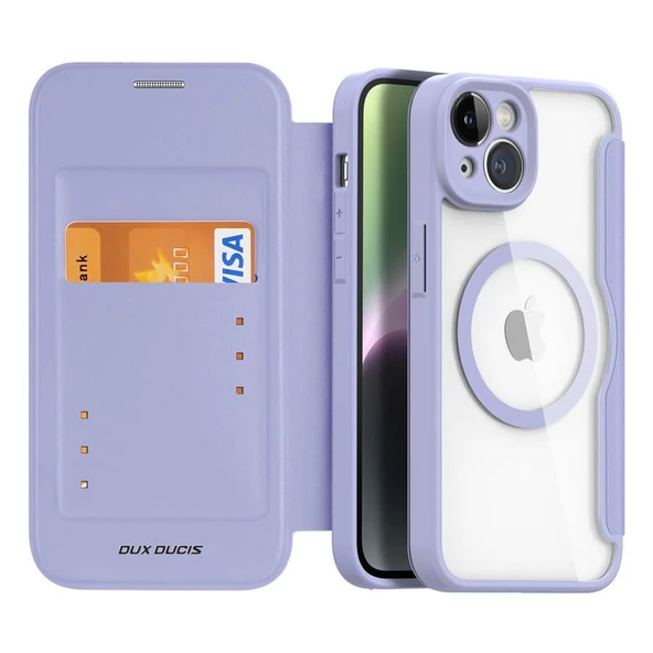 Polham Manyetik Kapaklı Kartlıklı MagSafeli iPhone 14 Plus Kılıf,360 Derece Ful Korumalı Cüzdan Kılıf - 6