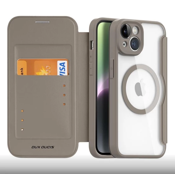 Polham Manyetik Kapaklı Kartlıklı MagSafeli iPhone 14 Plus Kılıf,360 Derece Ful Korumalı Cüzdan Kılıf - 11
