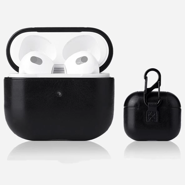 Gpack Apple Airpods 3.Nesil Kılıf Suni Deri Kancalı Silikon SF9