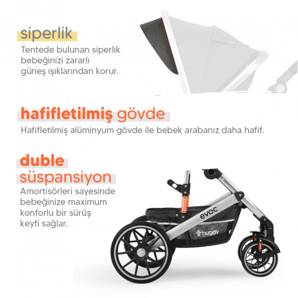 Huggy Evoc 5 İn 1 Travel Bebek Arabası - 8