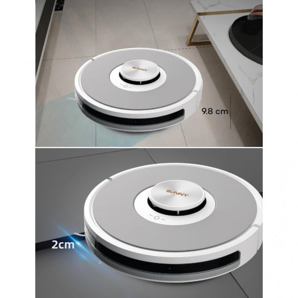 Sunny Hero Power Plus Mop Fonksiyonlu Akıllı Robot Süpürge - Beyaz - 4