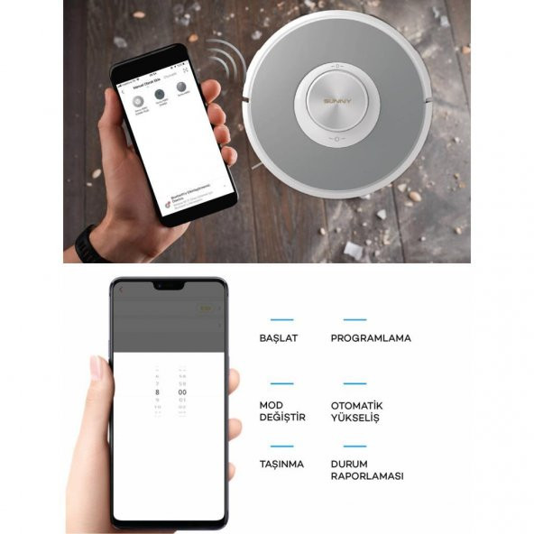 Sunny Hero Power Plus Mop Fonksiyonlu Akıllı Robot Süpürge - Beyaz - 5