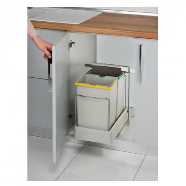 Pelikan 21550 Raylı Dolap İçi Çöp Kovası 14 + 14 lt ( Çift Kovalı ) - 2