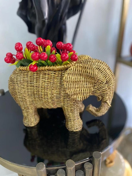 Fil saksı, hasır dokulu sukulent saksı,banyo dekoru, polyester fil saksı - 2