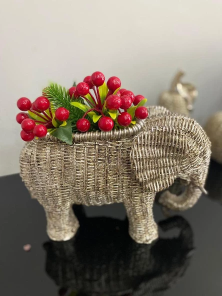 Fil saksı, hasır dokulu sukulent saksı,banyo dekoru, polyester fil saksı - 4