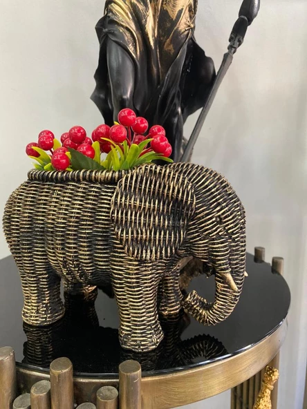 Fil saksı, hasır dokulu sukulent saksı,banyo dekoru, polyester fil saksı - 8