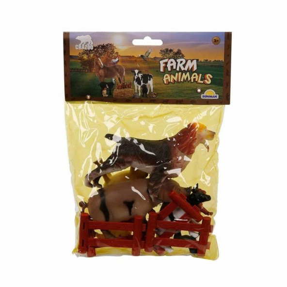 0708 Çiftlik Hayvanları Poşetli Hayvan Oyun Seti Orta Boy- Sunman - 6