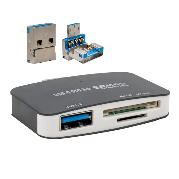 POWERMASTER 3IN1 USB-C OTG COMBO USB 3.0 HUB+KART OKUYUCU 3IN1