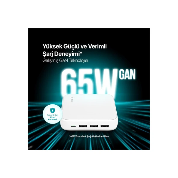 Ttec 2SCG02B SmartCharger Quattro GaN 65W PD USB-C + 3 USB-A Seyahat Hızlı Şarj Aleti - Resim 2