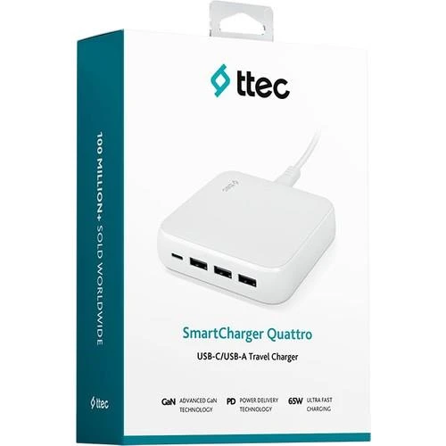 Ttec 2SCG02B SmartCharger Quattro GaN 65W PD USB-C + 3 USB-A Seyahat Hızlı Şarj Aleti - Resim 6