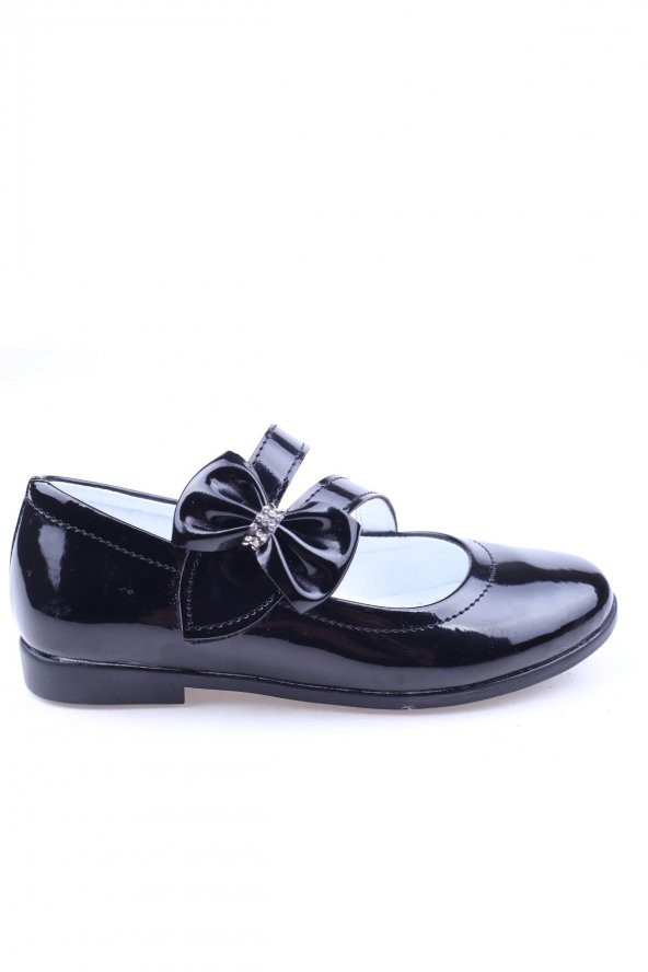 Walkenzo Ortaç 2082 Kız Çocuk Balerin Fiyonk Cırtlı Rugan Babet Ayakkabı