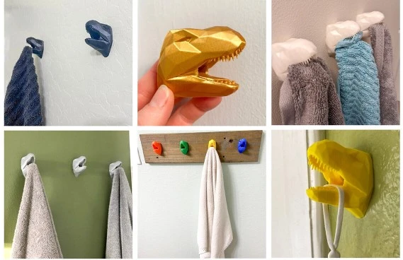 T-Rex Duvar Banyo Havlu Elbise Kıyafet Askısı - 5