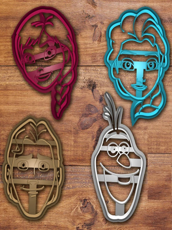 Frozen Karlar Ülkesi Kek Kurabiye Oyun Hamuru Kalıbı 4 lü Set