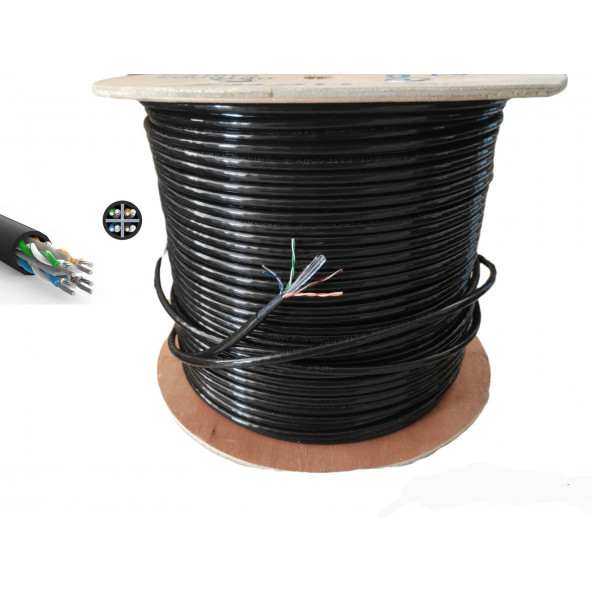 50 Metre Cat 6 Internet Ethernet Kablosu Modem Bilgisayar Arası Dış Ortam Siyah