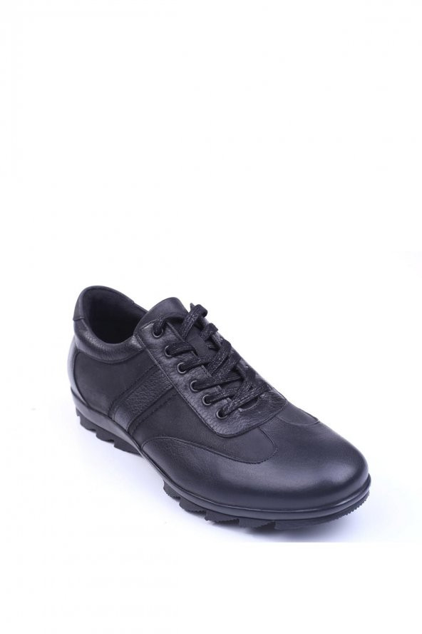Fosco 6505 Erkek Hakiki Deri Spor Sıcak Astar Siyah Ayakkabı