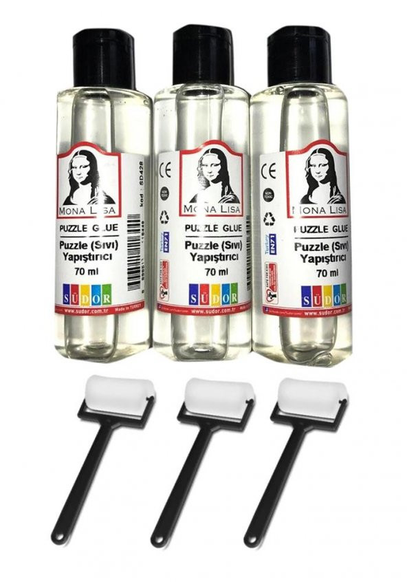 Puzzle Yapıştırıcı 70 ml 3 Adet ve Silindir Sünger Fırça 3 Adet Monalisa Pazıl Yapıştırıcısı - 2