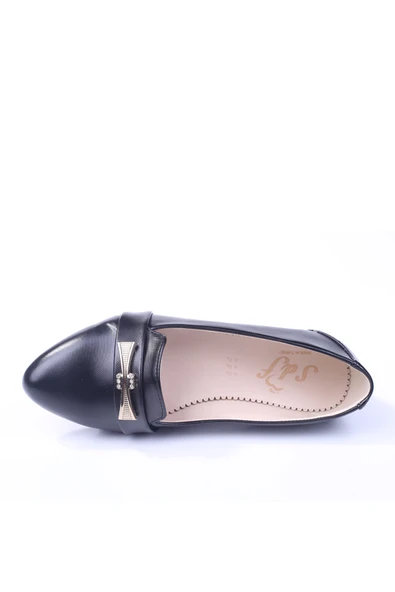 Sedef 0942 Kadın Siyah Fiyonklu Günlük Babet Ayakkabı - Resim 4