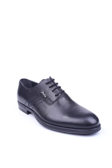 Fosco 2529 Erkek Siyah Bağcıklı Kauçuk Taban Klasik Deri Ayakkabı - Resim 1