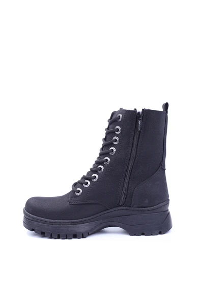 Gold Step 1193 Termo Taban Siyah Günlük Kadın Fermuarlı Postal Bot - Resim 2