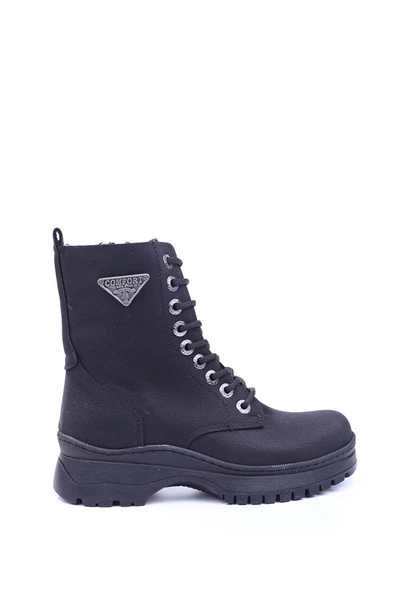 Gold Step 1193 Termo Taban Siyah Günlük Kadın Fermuarlı Postal Bot - Resim 3