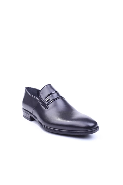 Delfino 447 Erkek Hakiki Deri Siyah Bağcıksız Klasik Kauçuk Ayakkabı ürün görseli 1