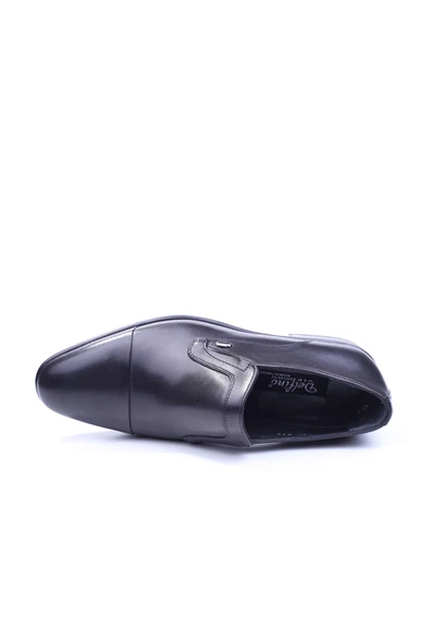 Delfino 581 Erkek Hakiki Deri Siyah Bağcıksız Klasik Kauçuk Ayakkabı - Resim 4