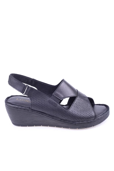 Lobeno 009 Deri Dolgu Topuk Günlük Anatomik Kadın Sandalet - Resim 2