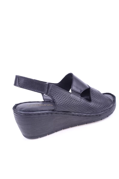 Lobeno 009 Deri Dolgu Topuk Günlük Anatomik Kadın Sandalet - Resim 4