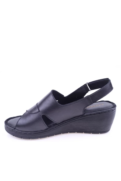 Lobeno 009 Deri Dolgu Topuk Günlük Anatomik Kadın Sandalet - Resim 3