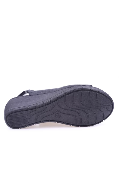 Lobeno 009 Deri Dolgu Topuk Günlük Anatomik Kadın Sandalet - Resim 5