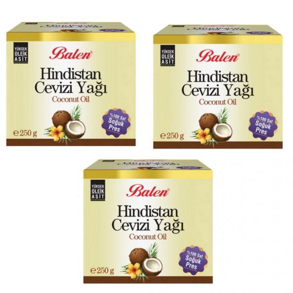 Balen Hindistan Cevizi Yağı 3 x 250 G (Soğuk Pres)