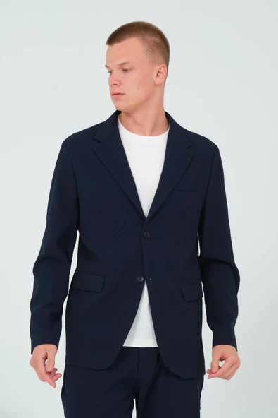 CEKMON Erkek Slim Fit Cepli Düğmeli Bürümcük Kumaş Klasik Ceket - 9