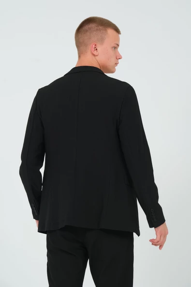 CEKMON Erkek Slim Fit Cepli Düğmeli Bürümcük Kumaş Klasik Ceket - 6