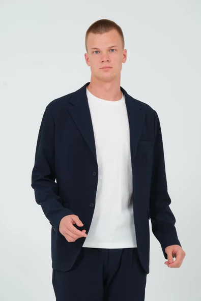 CEKMON Erkek Slim Fit Cepli Düğmeli Bürümcük Kumaş Klasik Ceket - 12