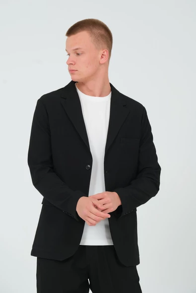 CEKMON Erkek Slim Fit Cepli Düğmeli Bürümcük Kumaş Klasik Ceket - 5