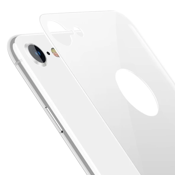 Bufalo iPhone 7/8 Kavisli 4D ARKA GÖVDE Cam Koruyucu Beyaz