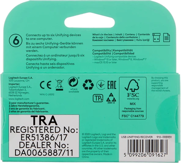 Logitech USB Unifying Alıcı 910-005931 Bluetooth Adaptör - Resim 3
