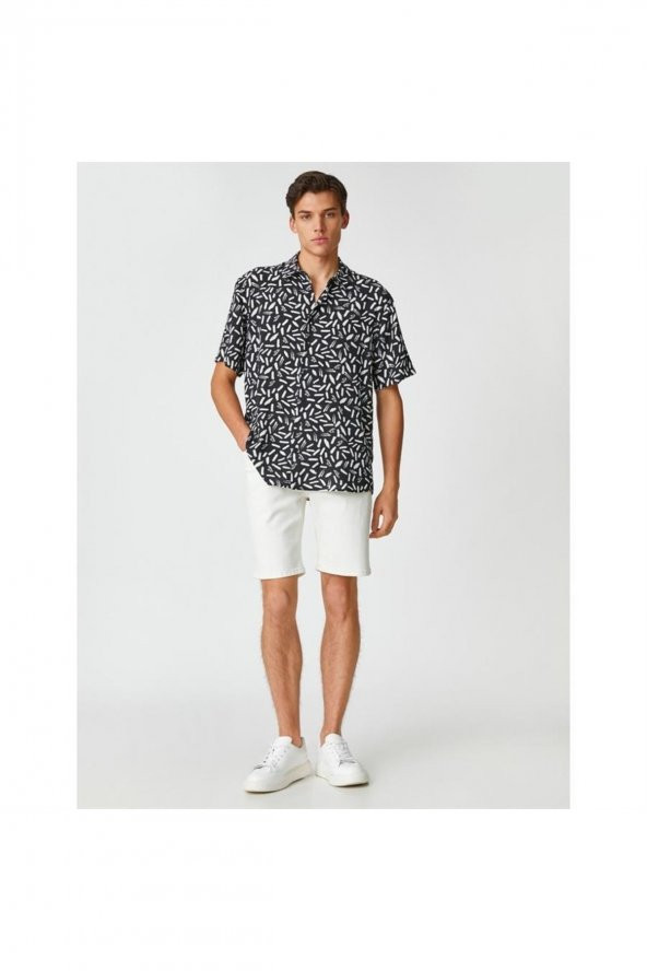 3sam60149hw 9d9 Siyah Desenli Erkek Viskoz Woven Tops Gömlek - 2