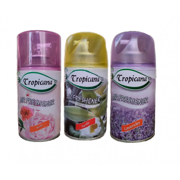 Tropicana Air Freshener Oda Kokusu Rose Bahçe Ipeksi Vanilya Lavender Lavanta Parfüm Spreyi 260 Ml X 3 Adet