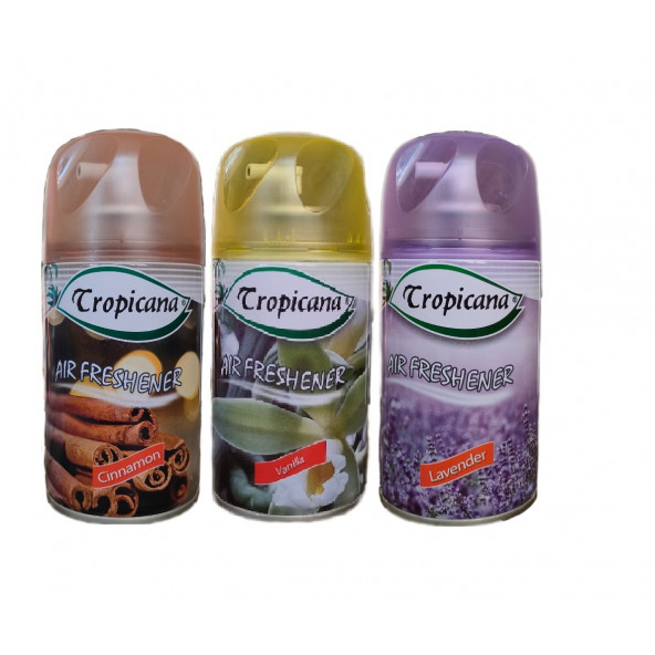 Tropicana Air Freshener Oda Koku Cinnamon Tarçın Ipeksi Vanilya Lavender Lavanta Parfüm Sprey 260 Ml X 3 Adet