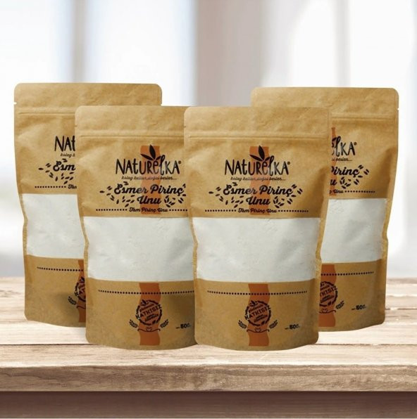 Naturelka Glutensiz Esmer Pirinç Unu Paketi 500 gr x 4 Adet