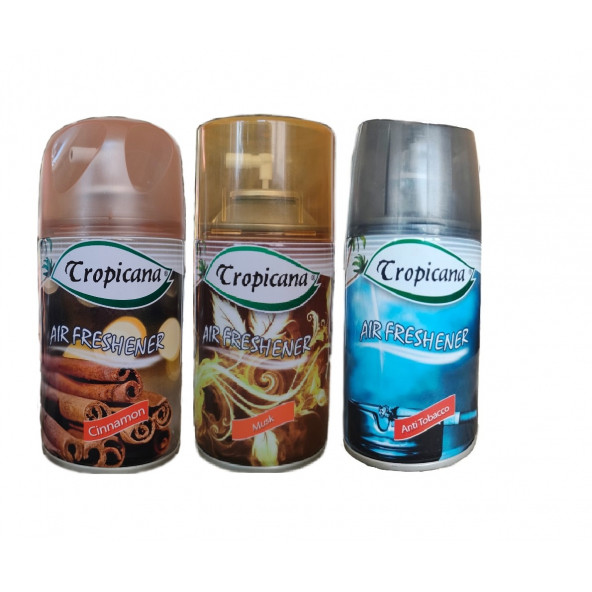Tropicana Air Freshener Oda Koku Cinnamon Tarçın Musk Misk Anti Tobacco Koku Parfüm Sprey 260 Ml X 3 Adet