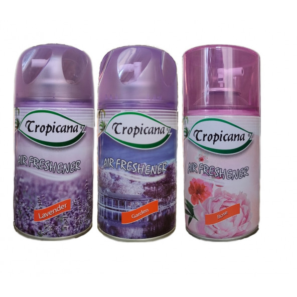 Tropicana Air Freshener Oda Kokusu Lavender Lavanta Garden Bahçe Rose Gül Koku Parfüm Sprey 260 Ml X 3 Adet