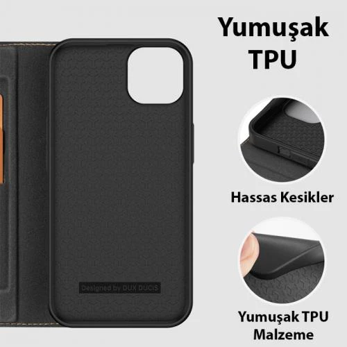 Polham Standlı Cüzdanlı İphone 14 Pro 6.1 Uym Kapaklı Ful Korumalı Kılıf, PU Deri Manyetik Kapak - 9